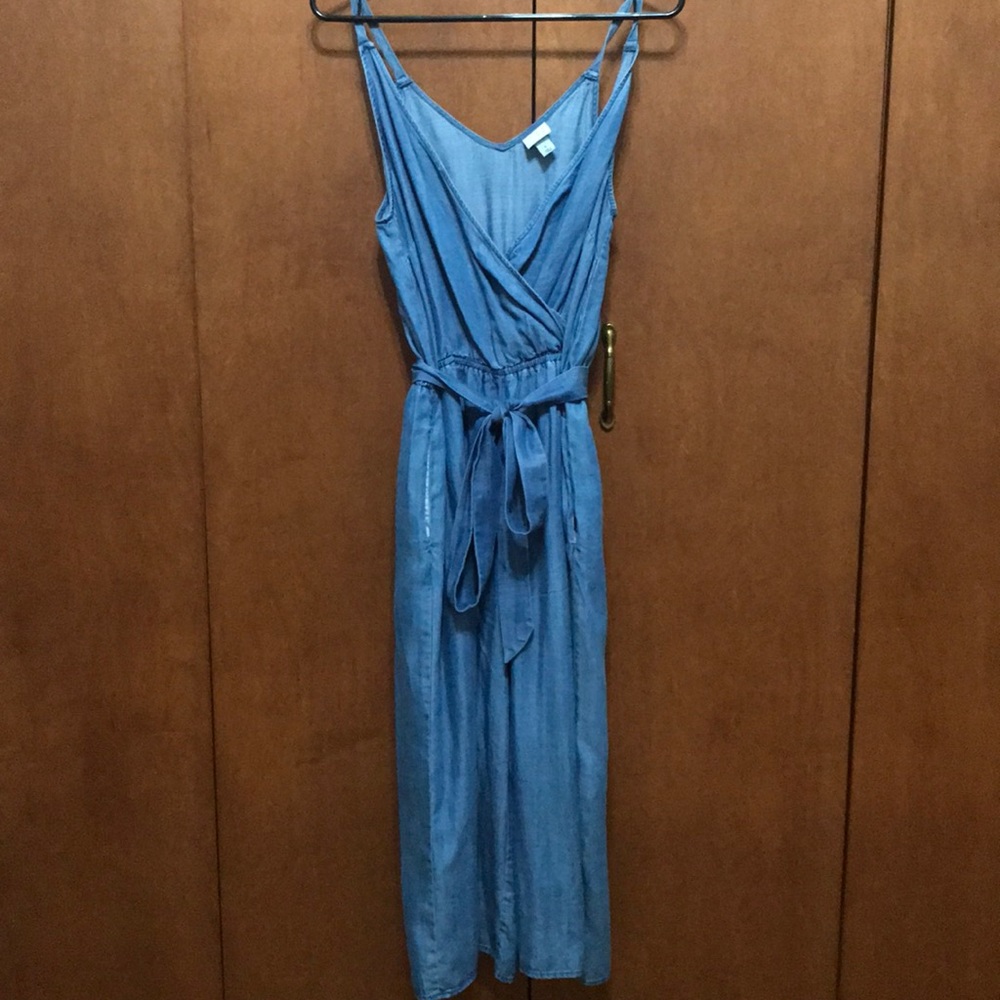 Chambray belted jumpsuit